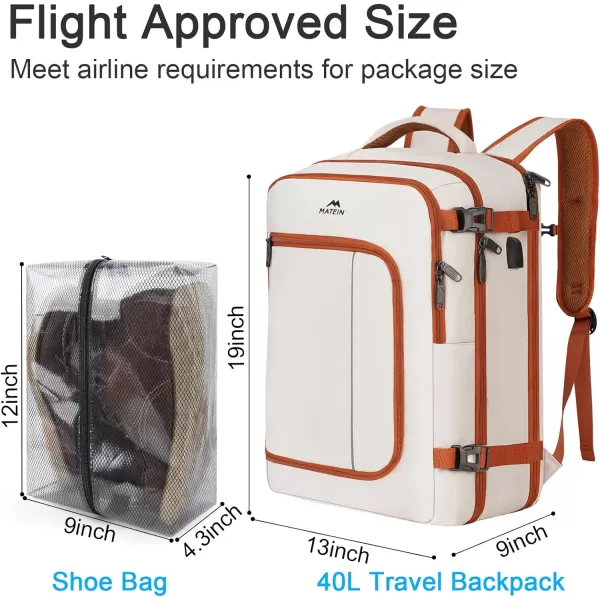 MATEIN Carry on Backpack for Airplanes 17 inch Travel Backpack with USB Charging Port for Women Light Flight Approved Suitcase Backpacks Overnight Bag for Business College Travel BeigeBeige