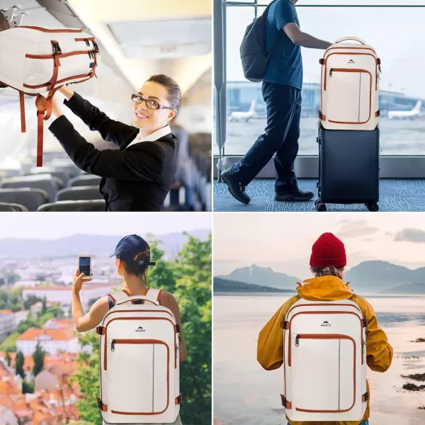 MATEIN Carry on Backpack for Airplanes 17 inch Travel Backpack with USB Charging Port for Women Light Flight Approved Suitcase Backpacks Overnight Bag for Business College Travel BeigeBeige