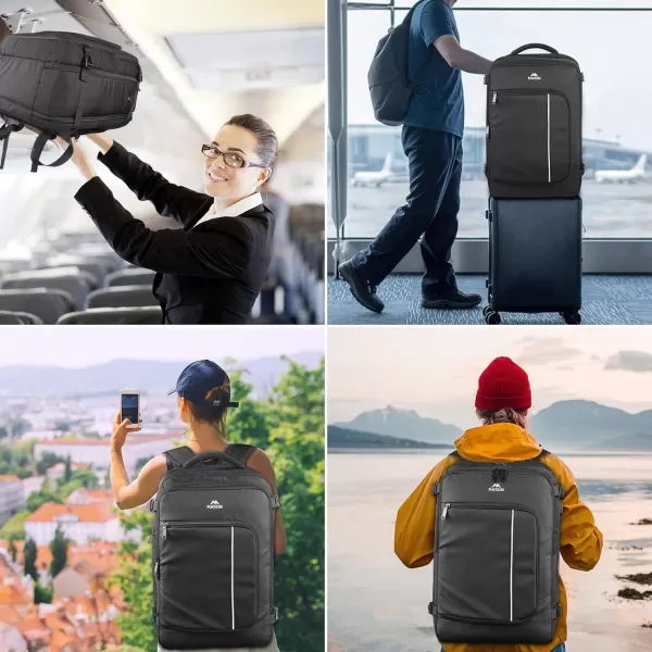 MATEIN Carry on Backpack for Airplanes 17 inch Travel Backpack with USB Charging Port for Women Light Flight Approved Suitcase Backpacks Overnight Bag for Business College Travel BeigeBlack