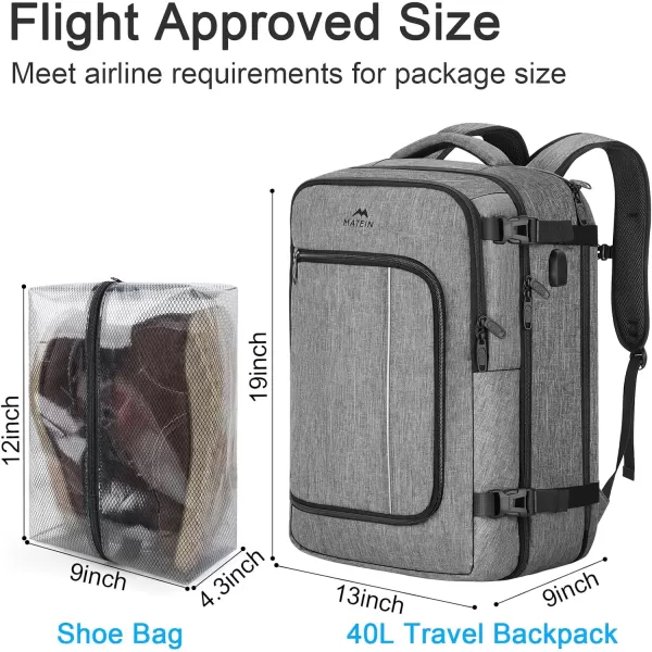 MATEIN Carry on Backpack for Airplanes 17 inch Travel Backpack with USB Charging Port for Women Light Flight Approved Suitcase Backpacks Overnight Bag for Business College Travel BeigeGrey