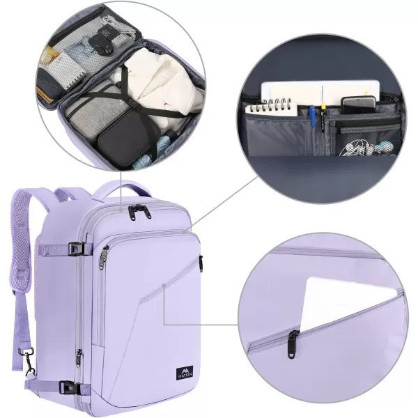 MATEIN Carry on Backpack for Women 40L Heavy Duty Travel Backpack Airplane Approved Expandable Simple Fashion Backpack for Women Frequent Traveler Gifts Light PurpleXLarge Light Purple