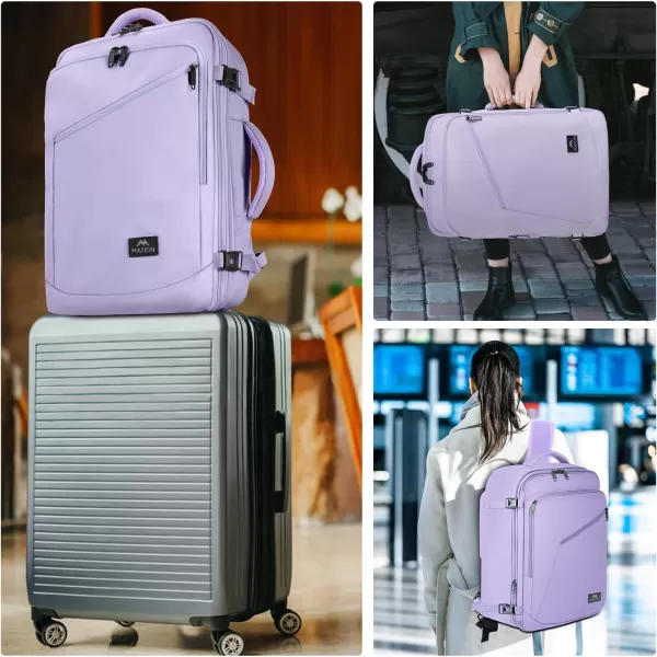 MATEIN Carry on Backpack for Women 40L Heavy Duty Travel Backpack Airplane Approved Expandable Simple Fashion Backpack for Women Frequent Traveler Gifts Light PurpleXLarge Light Purple