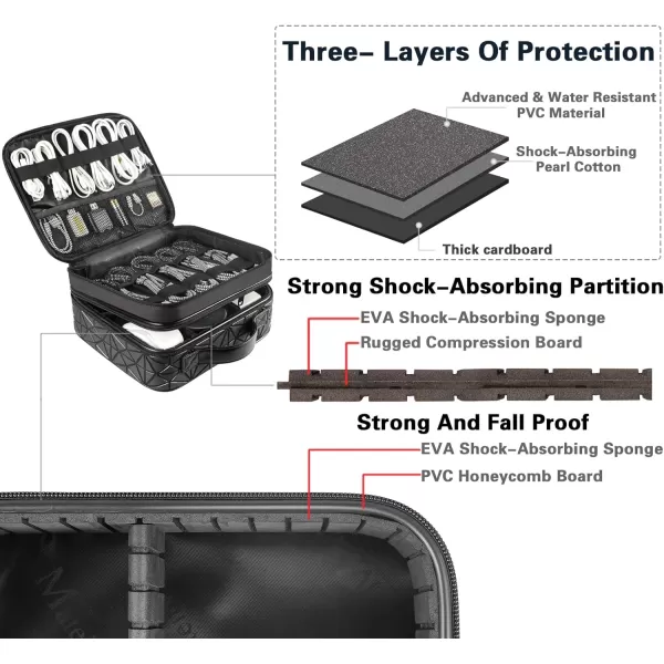 MATEIN Cord Organizer Bag Large Electronics Organizer Travel Case Cable Storage for Electronic Accessories Shockproof Portable Double Layer Tech Bags for Power Bank Charging TabletUp to 129inchBlack Large