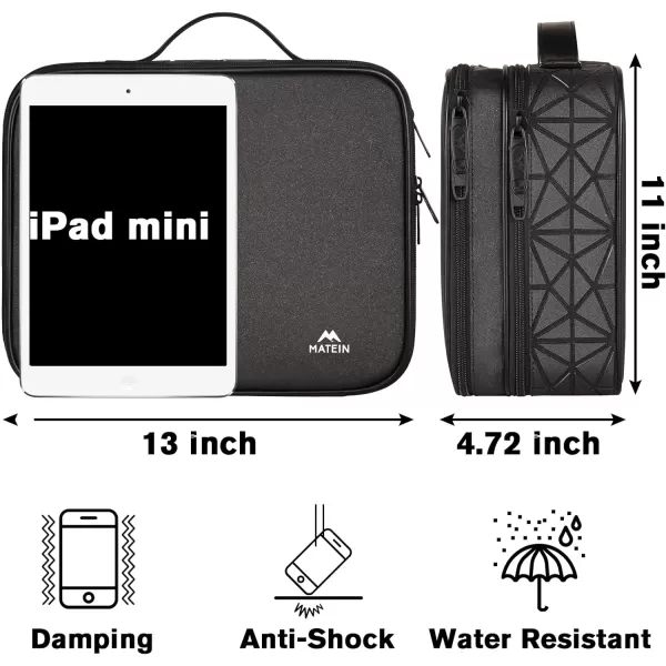 MATEIN Cord Organizer Bag Large Electronics Organizer Travel Case Cable Storage for Electronic Accessories Shockproof Portable Double Layer Tech Bags for Power Bank Charging TabletUp to 129inchBlack Large