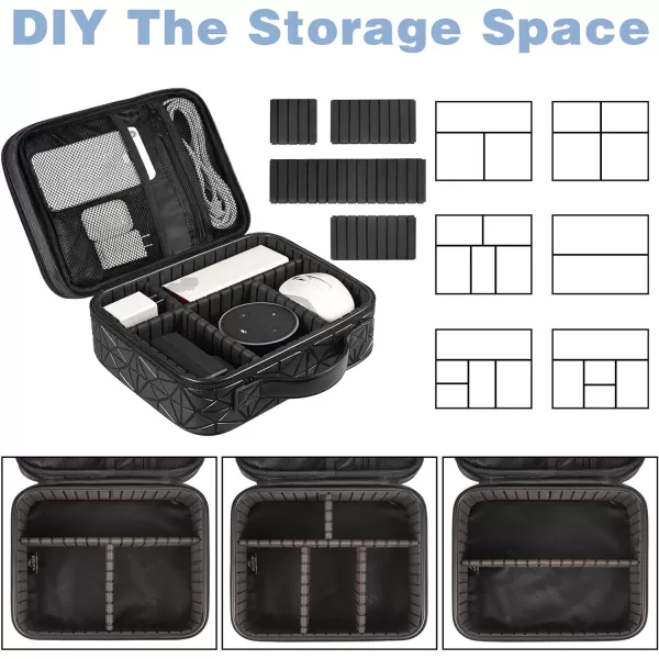 MATEIN Cord Organizer Bag Large Electronics Organizer Travel Case Cable Storage for Electronic Accessories Shockproof Portable Double Layer Tech Bags for Power Bank Charging TabletUp to 129inchBlack Large