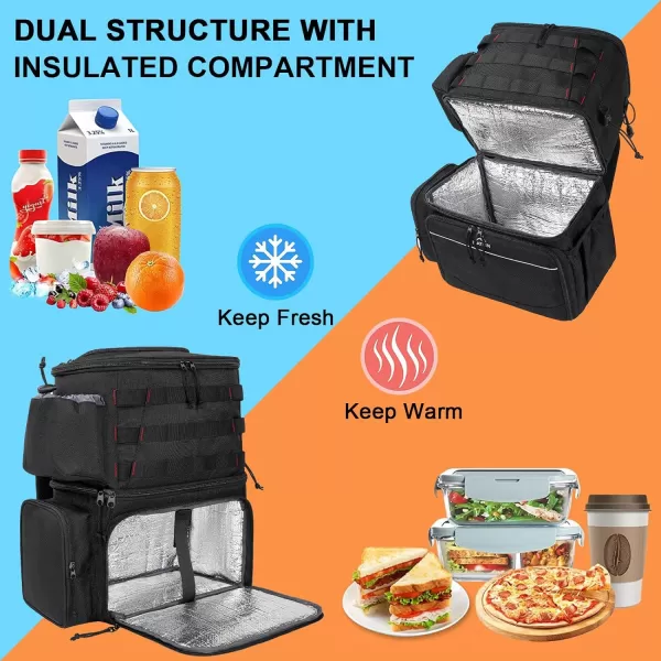 MATEIN Fishing Tackle Backpack with Cooler Large Fishing Bag with Rod Holders for 4 Trays Tray Not Included  Fishing gearBlack