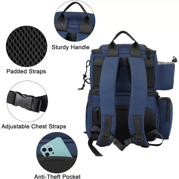 MATEIN Fishing Tackle Backpack with Cooler Large Fishing Bag with Rod Holders for 4 Trays Tray Not Included  Fishing gearBlue