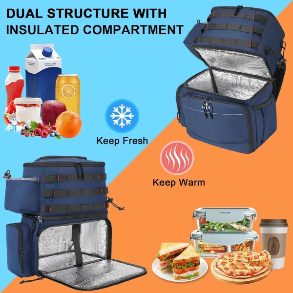 MATEIN Fishing Tackle Backpack with Cooler Large Fishing Bag with Rod Holders for 4 Trays Tray Not Included  Fishing gearBlue