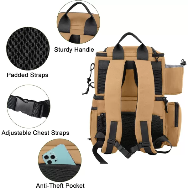 MATEIN Fishing Tackle Backpack with Cooler Large Fishing Bag with Rod Holders for 4 Trays Tray Not Included  Fishing gearKhaki