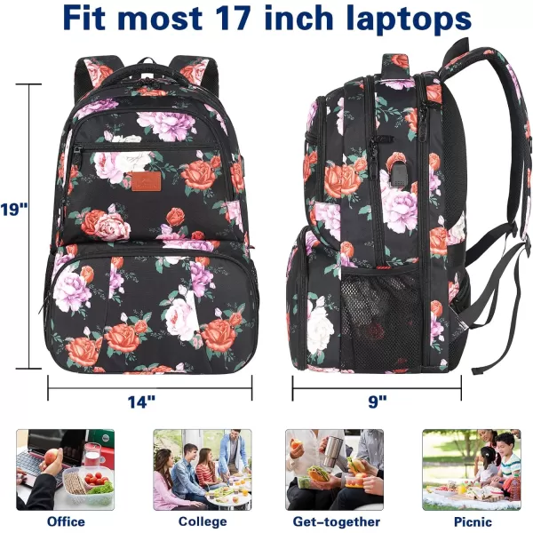 MATEIN Lunch Backpack 17 inch Insulated Cooler Backpack with USB Charging Port for Women Men Water Resistant College Lunch Box Backpack with Laptop Compartment for Work Picnic Travel Beach GiftsMulticoloured