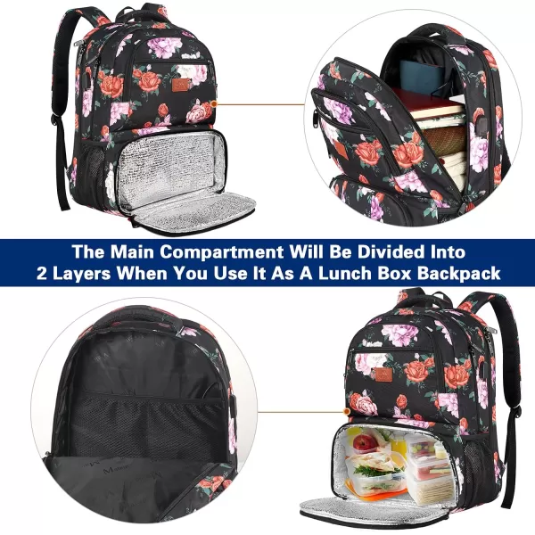 MATEIN Lunch Backpack 17 inch Insulated Cooler Backpack with USB Charging Port for Women Men Water Resistant College Lunch Box Backpack with Laptop Compartment for Work Picnic Travel Beach GiftsMulticoloured
