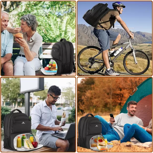 MATEIN Lunch Backpack 17 inch Insulated Cooler Backpack with USB Charging Port for Women Men Water Resistant College Lunch Box Backpack with Laptop Compartment for Work Picnic Travel Beach GiftsBlack