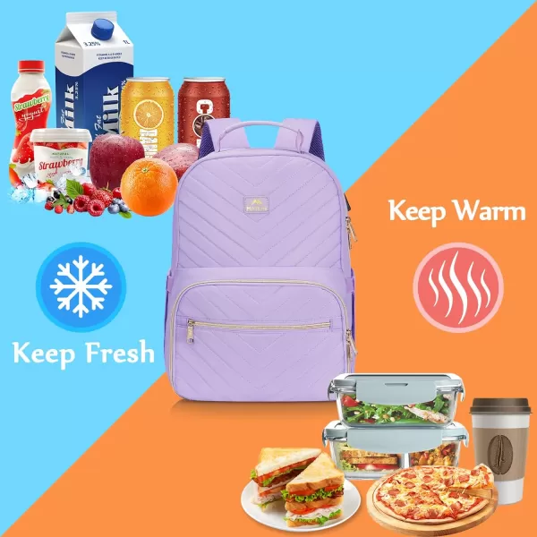 MATEIN Lunch Backpack Insulated Cooler Backpack with Lunch Box Fits 156 Inch Laptop Waterproof Nurse Backpack Teacher Lunch Bag with USB Port for Work Business Travel Hiking PurplePurple