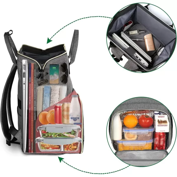 MATEIN Lunch Backpack for Men Women 17 Inch Large Insulated Cooler Backpack with USB Charging Port Water Resistant Lunch Box Backpack Travel Laptop Backpack for Men Work Picnic College Nurse BlackAustere Grey