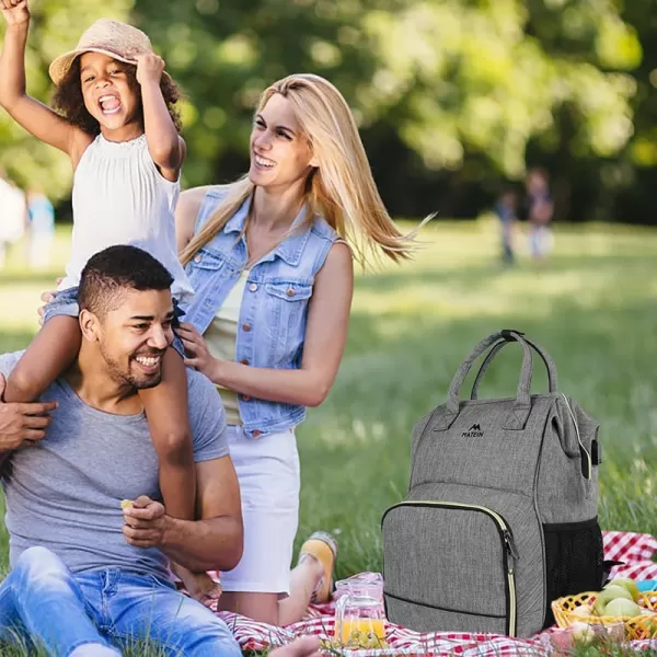 MATEIN Lunch Backpack for Men Women 17 Inch Large Insulated Cooler Backpack with USB Charging Port Water Resistant Lunch Box Backpack Travel Laptop Backpack for Men Work Picnic College Nurse BlackAustere Grey