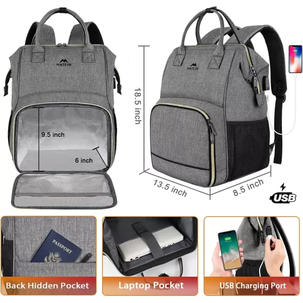 MATEIN Lunch Backpack for Men Women 17 Inch Large Insulated Cooler Backpack with USB Charging Port Water Resistant Lunch Box Backpack Travel Laptop Backpack for Men Work Picnic College Nurse BlackAustere Grey