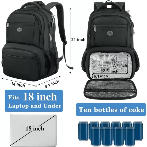 MATEIN Mens Backpack for Work Water Resistant Lunch Box Backpack Fits 18 Inch Laptop Flight Approved Travel Backpack with Luggage Sleve Extra Large Insulated Cooler Backpack Gift for AdultCharcoal Grey