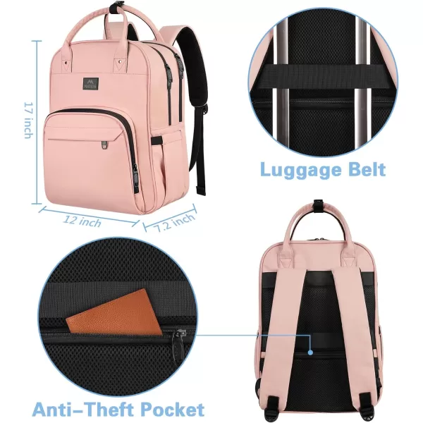MATEIN Nursing Bag for Nurses 17 Inch Extra Large Waterproof Laptop Backpack Nurse Backpack with Removable Organizer Anti Theft Padded Womens Work Clinical Bag for Business College Travel HomePink
