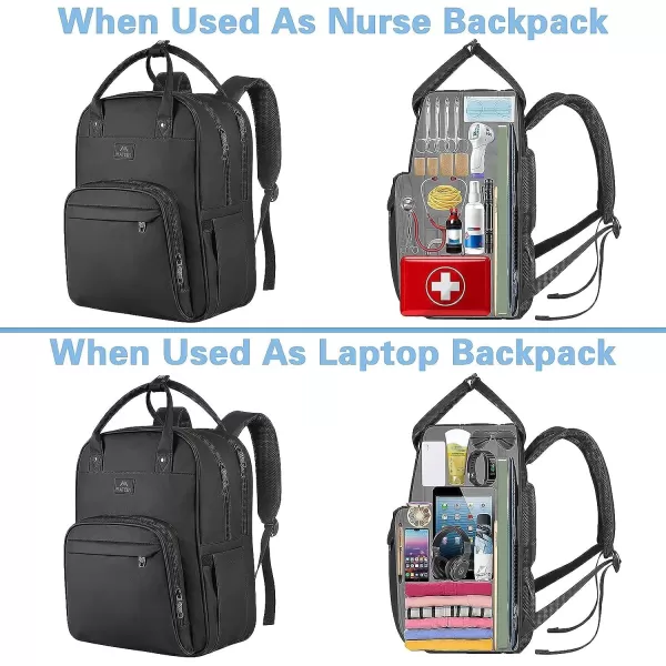 MATEIN Nursing Bag for Nurses 17 Inch Extra Large Waterproof Laptop Backpack Nurse Backpack with Removable Organizer Anti Theft Padded Womens Work Clinical Bag for Business College Travel HomeBlack
