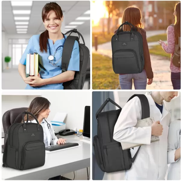 MATEIN Nursing Bag for Nurses 17 Inch Extra Large Waterproof Laptop Backpack Nurse Backpack with Removable Organizer Anti Theft Padded Womens Work Clinical Bag for Business College Travel HomeBlack