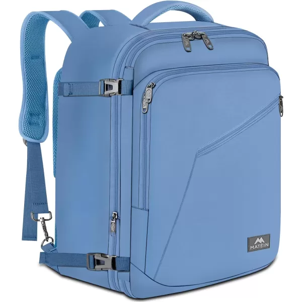 MATEIN Travel Backpack Personal Item Size Carry on Backpack for Airplanes Simple Backpack with Trolley Sleeve Gifts for International Travelers 35L Peacock BlueLight Blue