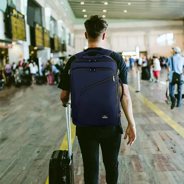 MATEIN Travel Backpack Personal Item Size Carry on Backpack for Airplanes Simple Backpack with Trolley Sleeve Gifts for International Travelers 35L Peacock BlueBlue
