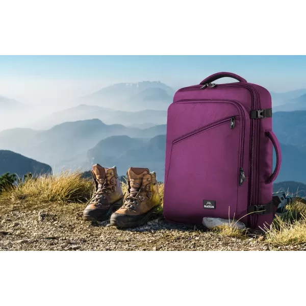 MATEIN Travel Backpack Personal Item Size Carry on Backpack for Airplanes Simple Backpack with Trolley Sleeve Gifts for International Travelers 35L Peacock BluePurple
