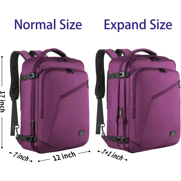 MATEIN Travel Backpack Personal Item Size Carry on Backpack for Airplanes Simple Backpack with Trolley Sleeve Gifts for International Travelers 35L Peacock BluePurple