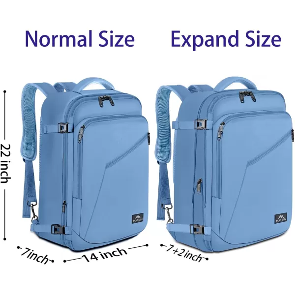 MATEIN Travel Backpack Personal Item Size Carry on Backpack for Airplanes Simple Backpack with Trolley Sleeve Gifts for International Travelers 35L Peacock BlueLight Blue