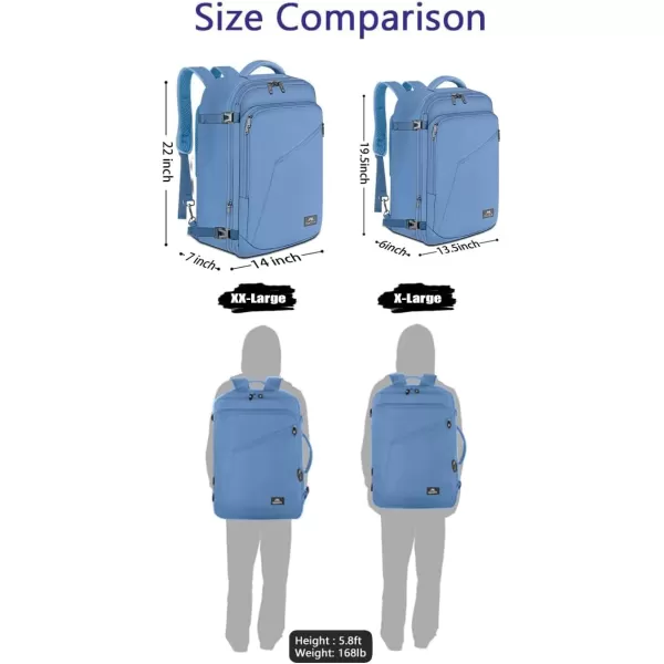MATEIN Travel Backpack Personal Item Size Carry on Backpack for Airplanes Simple Backpack with Trolley Sleeve Gifts for International Travelers 35L Peacock BlueLight Blue
