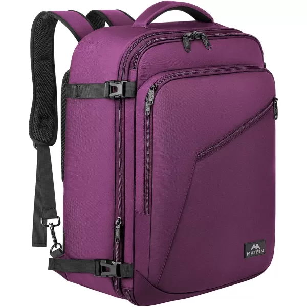 MATEIN Travel Backpack Personal Item Size Carry on Backpack for Airplanes Simple Backpack with Trolley Sleeve Gifts for International Travelers 35L Peacock BluePurple