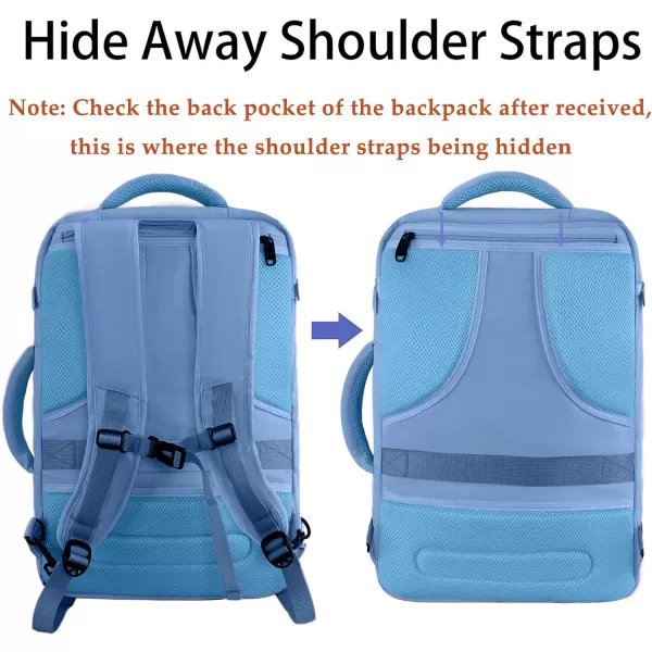 MATEIN Travel Backpack Personal Item Size Carry on Backpack for Airplanes Simple Backpack with Trolley Sleeve Gifts for International Travelers 35L Peacock BlueLight Blue