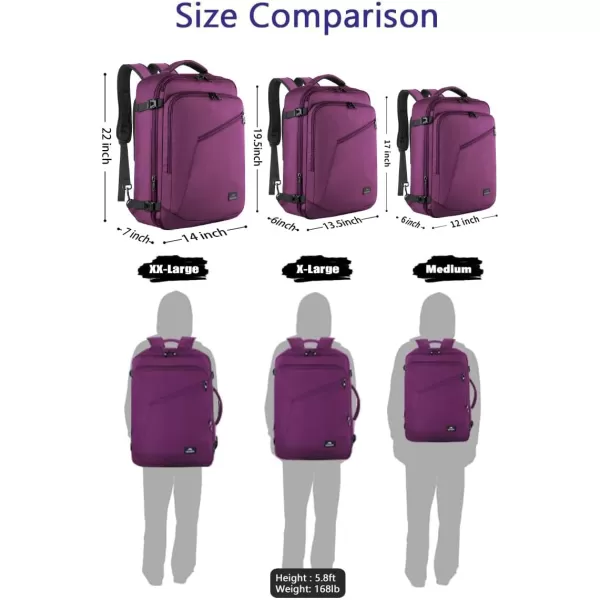 MATEIN Travel Backpack Personal Item Size Carry on Backpack for Airplanes Simple Backpack with Trolley Sleeve Gifts for International Travelers 35L Peacock BluePurple