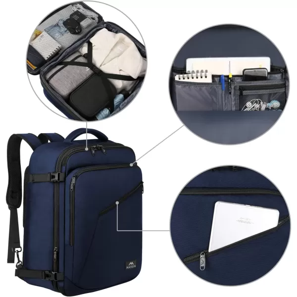 MATEIN Travel Backpack Personal Item Size Carry on Backpack for Airplanes Simple Backpack with Trolley Sleeve Gifts for International Travelers 35L Peacock BlueBlue