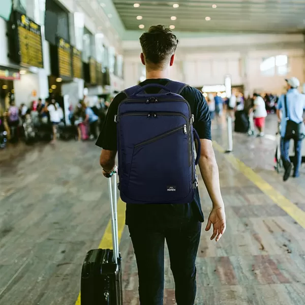 MATEIN Travel Backpack Personal Item Size Carry on Backpack for Airplanes Simple Backpack with Trolley Sleeve Gifts for International Travelers 35L Peacock BlueBlue