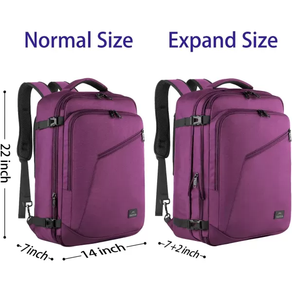 MATEIN Travel Backpack Personal Item Size Carry on Backpack for Airplanes Simple Backpack with Trolley Sleeve Gifts for International Travelers 35L Peacock BluePurple