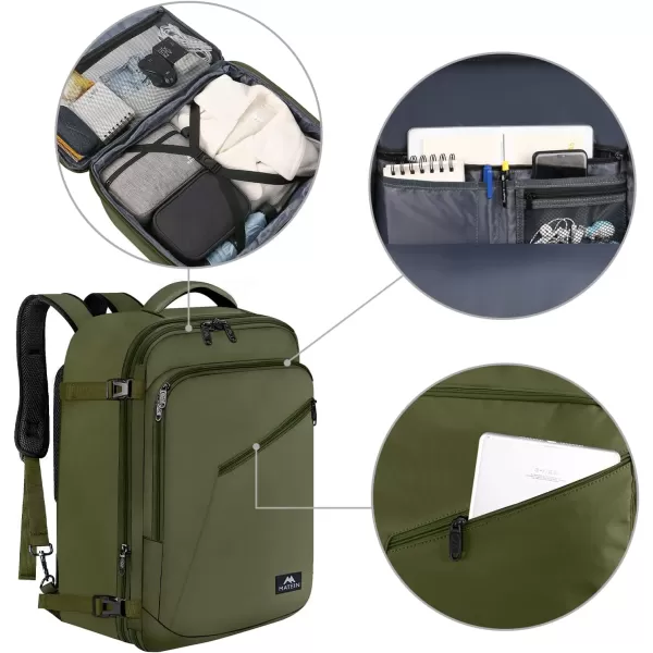 MATEIN Travel Backpack Personal Item Size Carry on Backpack for Airplanes Simple Backpack with Trolley Sleeve Gifts for International Travelers 35L Peacock BlueOlive Green