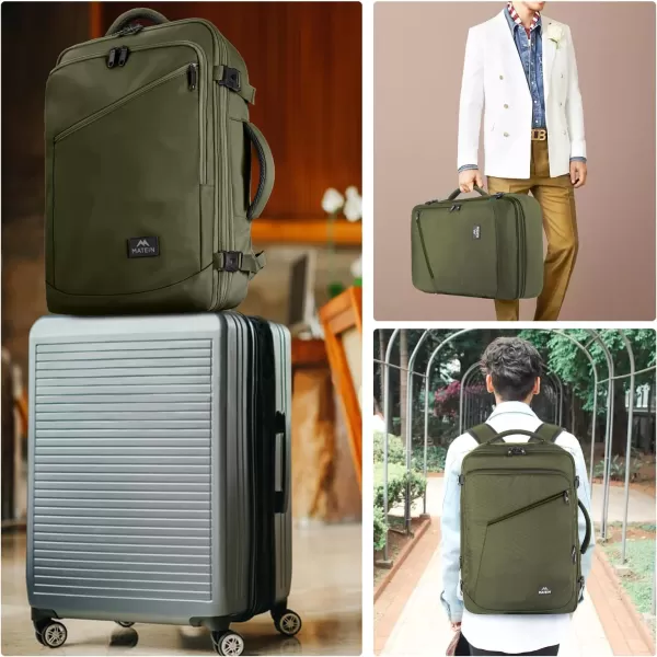 MATEIN Travel Backpack Personal Item Size Carry on Backpack for Airplanes Simple Backpack with Trolley Sleeve Gifts for International Travelers 35L Peacock BlueOlive Green
