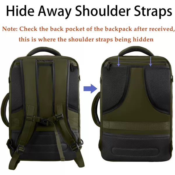 MATEIN Travel Backpack Personal Item Size Carry on Backpack for Airplanes Simple Backpack with Trolley Sleeve Gifts for International Travelers 35L Peacock BlueOlive Green