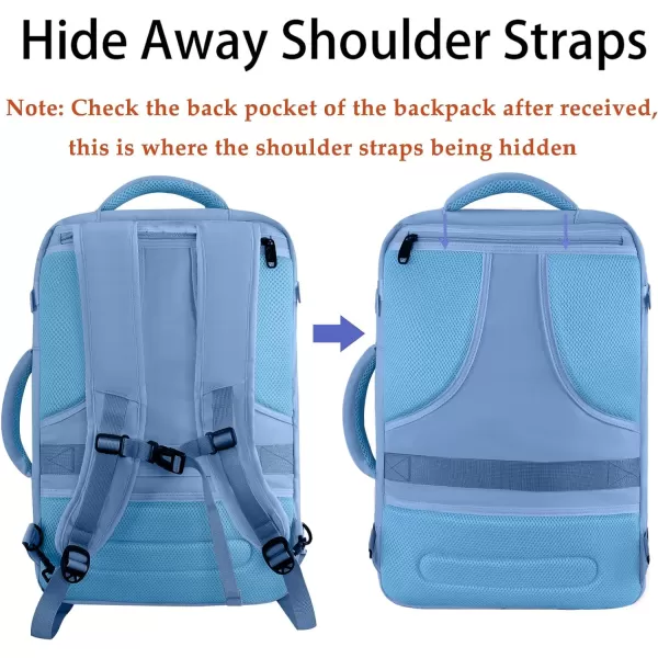 MATEIN Travel Backpack Personal Item Size Carry on Backpack for Airplanes Simple Backpack with Trolley Sleeve Gifts for International Travelers 35L Peacock BlueLight Blue