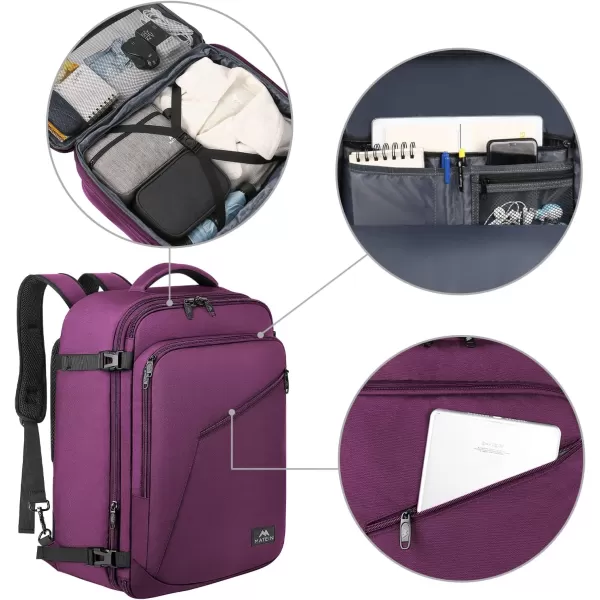 MATEIN Travel Backpack Personal Item Size Carry on Backpack for Airplanes Simple Backpack with Trolley Sleeve Gifts for International Travelers 35L Peacock BluePurple