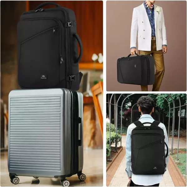 MATEIN Travel Backpack Personal Item Size Carry on Backpack for Airplanes Simple Backpack with Trolley Sleeve Gifts for International Travelers 35L Peacock BlueBlack