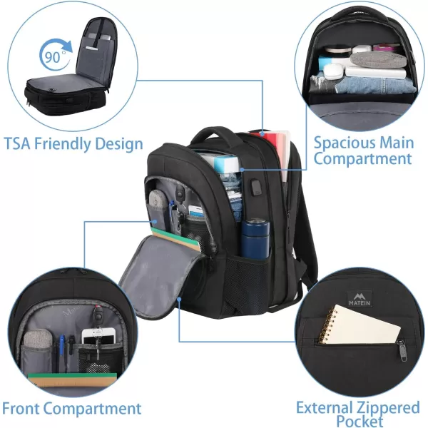 MATEIN Travel Backpack for Women Expandable 156 inch Laptop Backpack with USB Charging Port Large Anti Theft Business Computer Bag Water Resistant College Backpack Gift for Women Men PurpleDeep Black