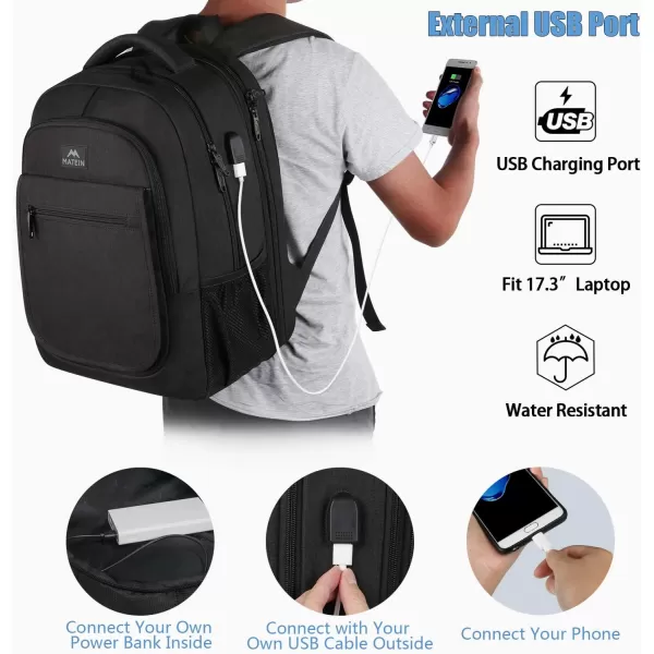 MATEIN Travel Backpack for Women Expandable 156 inch Laptop Backpack with USB Charging Port Large Anti Theft Business Computer Bag Water Resistant College Backpack Gift for Women Men PurpleDeep Black