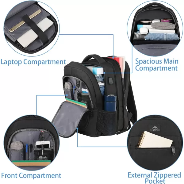 MATEIN Travel Backpack for Women Expandable 156 inch Laptop Backpack with USB Charging Port Large Anti Theft Business Computer Bag Water Resistant College Backpack Gift for Women Men PurpleBlack