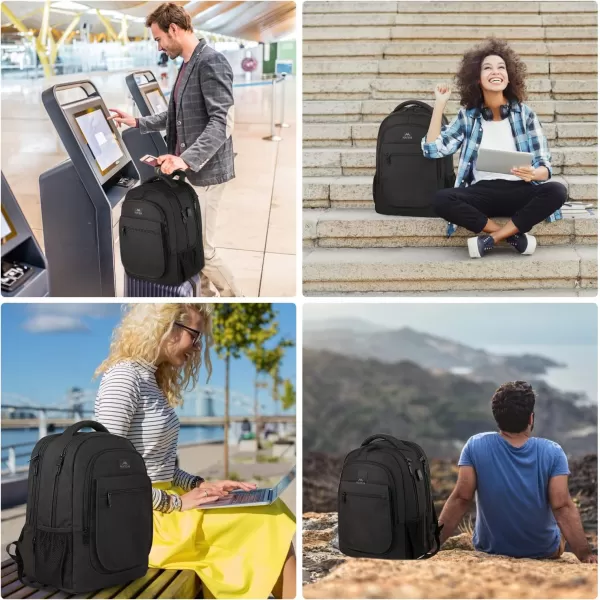 MATEIN Travel Backpack for Women Expandable 156 inch Laptop Backpack with USB Charging Port Large Anti Theft Business Computer Bag Water Resistant College Backpack Gift for Women Men PurpleDeep Black