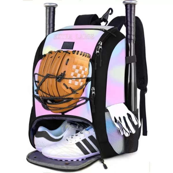 MATEIN Baseball Backpack Softball Bat Bag with Shoes Compartment for Youth Boys and Adult Lightweight Baseball Bag with Fence Hook Hold TBall Bat Batting Mitten Helmet Caps Teeball GearTie Dye47L