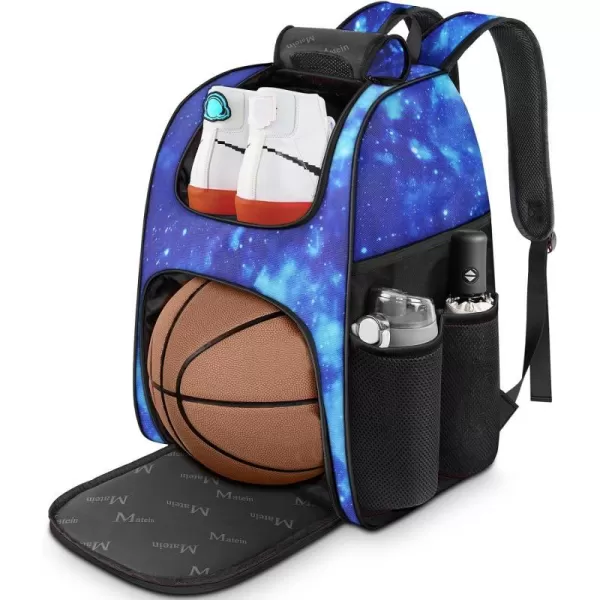 MATEIN Basketball Bag Durable Soccer Bag with Ball Holder amp Shoe Compartment Large Basketball Backpack for Training Equipment Water Resistant Sports Ball Bags Fits Volleyball Football ColorfulGalaxy Blue