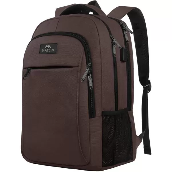 MATEIN Beige Laptop Backpack 156 Inch Lightweight Sturdy Bag for College Supplies with USB Charging Port Water Resistant Anti Theft Travel Computer Daypack Fashion Work Nurse Bag Gift for WomenTawny Brown