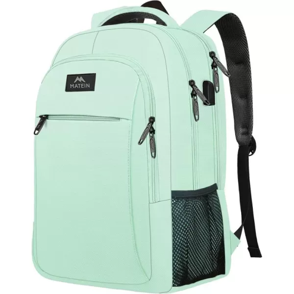 MATEIN Beige Laptop Backpack 156 Inch Lightweight Sturdy Bag for College Supplies with USB Charging Port Water Resistant Anti Theft Travel Computer Daypack Fashion Work Nurse Bag Gift for WomenMint Green